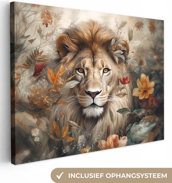 OneMillionCanvasses Canvas Schilderij Leeuw - 160x120 cm