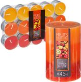 Atmosphera Geurkaarsen set - 1x stompkaars en 30x theelichtjes - Tropisch fruit