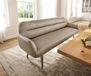Banc de salle à manger Taya-Flex 200 cm microfibre beige vintage piètement luge plat finition effet titane ressorts ensachés