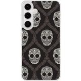 Samsung Galaxy S24 Floral skull Verstevigd hoesje met sublimatie bedrukking