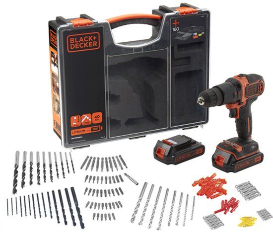 BLACK+DECKER BDCHD18BOA-QW - Schroef- en klopboormachine - 18V - incl. 2 accu's en lader