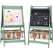 Pangivo Chevalet Enfant Double Face Ardoise Et Tableau Blanc Avec Rouleau De Papier Vert 93 cm