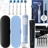 Braun Oral-B Oral-B Vitality Pro D103 Duo, zwarte/blauwe elektrische tandenborstel + 4 precisereinigingsopzetstukken + 2 tandenborstelhoezen + 2 beschermhoezen