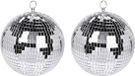 Bellatio Decorations Koopman International Grote discobal kerstbal - 2x - zilver - 15 cm - glas/foam - spiegelbollen - kerstversiering