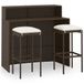 Brun 3-delige salon de jardin avec coussins