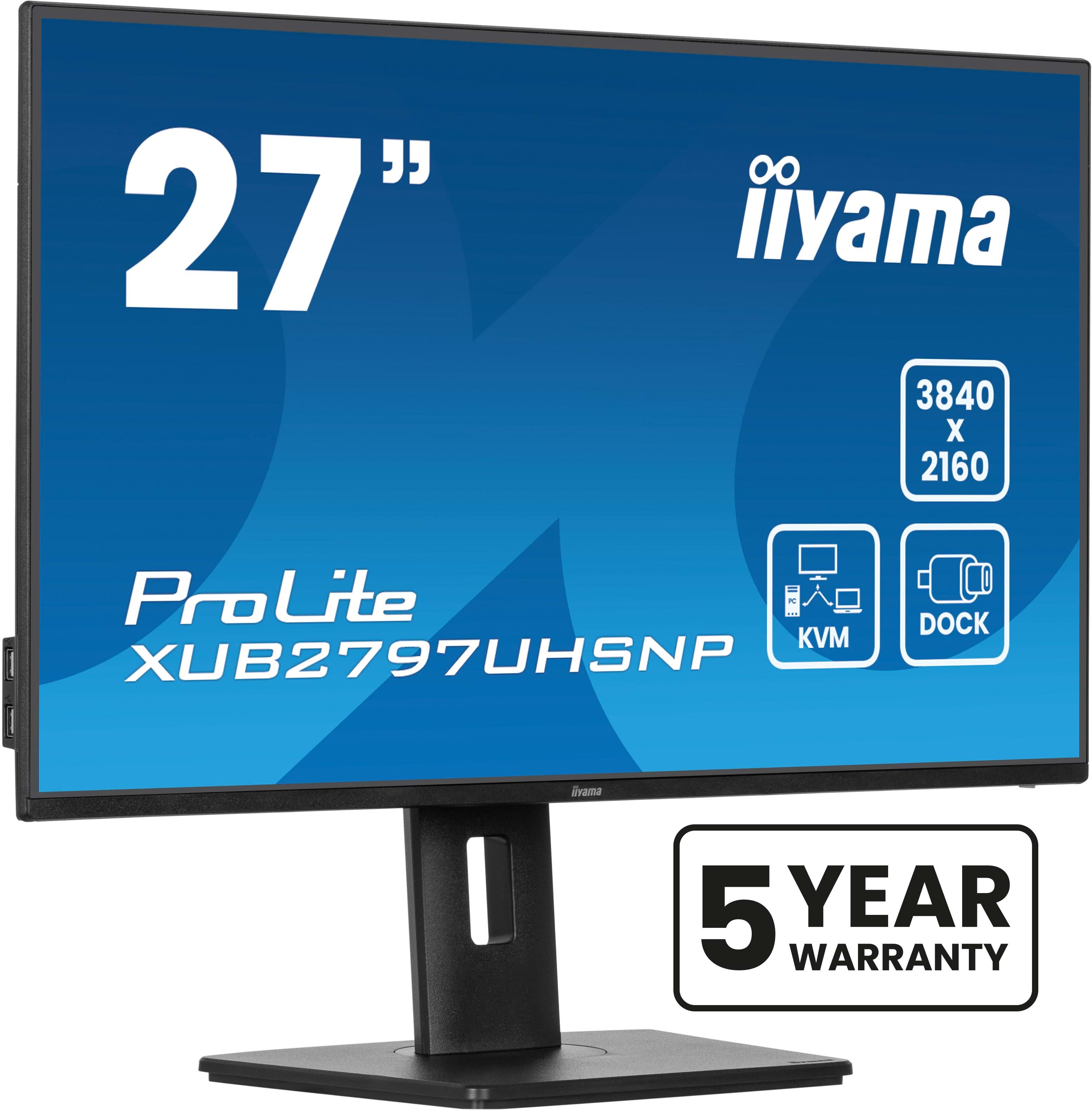 iiyama ProLite XUB2797UHSNP-B1 27 inch 4K IPS Monitor | USB-C Dock | KVM Switch