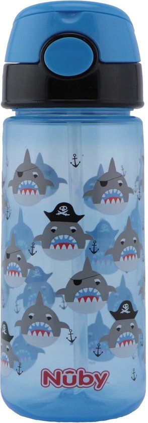 Nûby Mug With Button And Soft Straw 3 Years+ - Blue - 540 ml - 1 pc