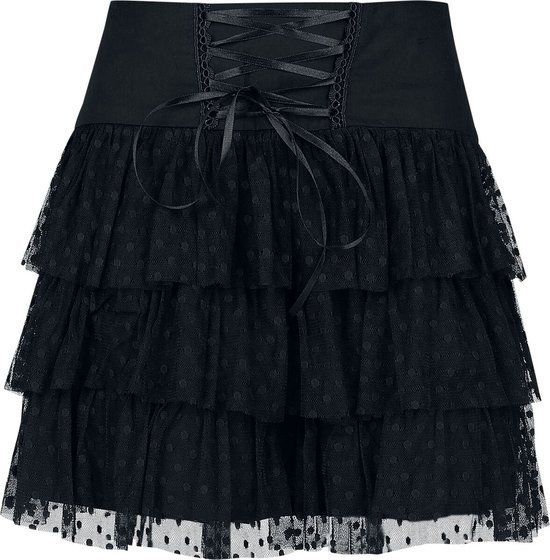 Gothicana by EMP Gothicana Zwarte korte rok met net/mesh inzetstuk en vetersluiting - Dames - XL