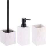 Tendance Badkamer set - zeeppomp/tandenborstelbeker - wit - kunststeen - polyresin