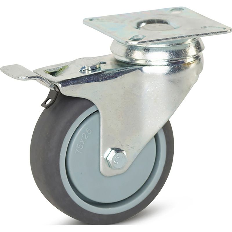 Meso Zwenkwiel TP-rubber met rem 50mm - 40kg draagvermogen