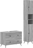 vidaXL - 2-delige - Badkamerkast - Set - BREDA - Grijs - Sonoma - Bewerkt - hout