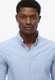 Superdry Klassiek Oxford Overhemd met Lange Mouwen Heren French blue stripe/coral XXL