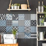 Tegelstickers Zelfklevende Scandinavische tegelstickers, cementtegels, mozaïek, wandtegelmozaïek, badkamer en keuken, zelfklevend, Azulejos 15 x 15 cm, 24 stuks Kiev