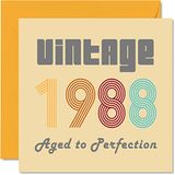 Stuff4 36e verjaardagskaarten voor mannen en vrouwen - Vintage 1988 Aged To Perfection - Grappige verjaardagskaart voor hem en haar, 145 mm x 145 mm voor beste vriendin, mama, papa, broer, zus