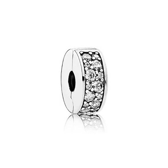 PANDORA Silver clip with clear cubic zirconia and silicone grip 791817CZ