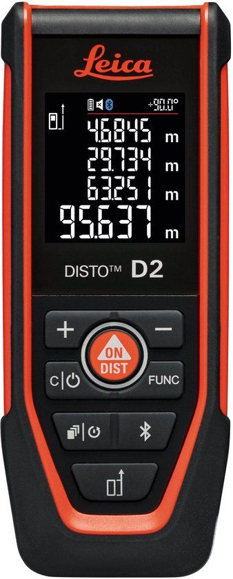 Leica DISTO D2 Laser Afstandsmeter 150m, 1.5mm, bluetooth en NFC (Model 2026)