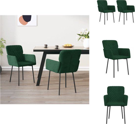 vidaXL Eetkamerstoelen 2 stuks fluweel donkergroen