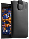 mumbi Echt leren hoesje compatibel met Sony Xperia Z5 hoes leer tas case wallet, zwart