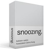 Snoozing Katoen-satijn Hoeslaken Extra Hoog - Lits-jumeaux (160x220 cm) - Grijs