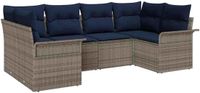 vidaXL Tuinbank Set 6-delig Grijs Polywood