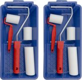 VEBA Versluis Paint En Non-Paint B.V. Lakroller schilderset - 2x - 5 en 10 cm - extra fijn - met verfbak en beugel - schuimrollers - verfset