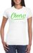 Bellatio Decorations Verkleed T-shirt voor dames - cheers - wit - groene glitter - carnaval M