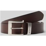 Tom Tailor - TTTOM leren riem met vierkante gesp - Maat 100 - brown uni