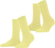 Esprit Fine Dot 2-Pack gedessineerd katoen multipack sokken dames geel - maat 39-42