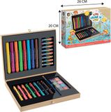 Grafix Kleurkoffer voor Kinderen | 33-Delig | Creativiteitsdoos | Kleuren | Schminken | Tekenen | Knutselen