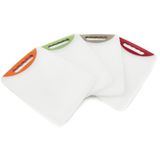 Ecoplast Keukenplank van kunststof, 32 cm, ergonomische handgreep, gemakkelijk te reinigen, groen/rood/taupe/mandarijn