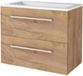 Basic Line Start 46 Badkamermeubelset - 80 x 46 cm - Met Grepen - 2 Lades - Acryl Wastafel - Zonder Kraangat - Whisky Oak