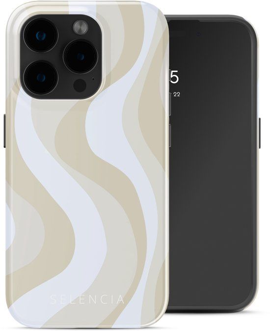 Selencia Hoesje - Geschikt voor Apple iPhone 15 Pro - Backcover geschikt voor MagSafe - Desert Waves Beige