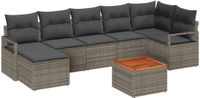 vidaXL Tuinbank Set 8-delig Grijs Polyrattan