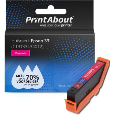 PrintAbout Huismerk Inktcartridge 33 (C13T33434012) Magenta | Compatibel met Epson