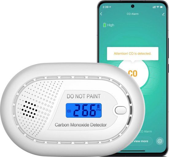 Aroha Smart Connect Koolmonoxidemelder - WiFi - 10 jaar batterij - Smart CO melder met app