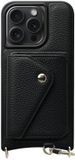 AVY Leren Hoesje Geschikt voor Apple iPhone 15 Pro | Met Magnetische Kaarthouder | Compatibel met MagSafe | Leather Case met Wallet | Zwart