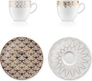 Goebel - VOLA | Tasse et soucoupe Espresso 4 pièces First Gold I | Porcelaine - 11cm - avec or véritable - 100ml