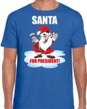 Bellatio Decorations Shoppartners Bv Santa for president Kerstshirt / Kerst t-shirt blauw voor heren - Kerstkleding / Christmas outfit XL