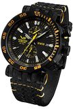 Vostok Europe VK61-575C589 Analoog kwartshorloge voor heren, met leren armband, zwart, Riemen.
