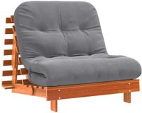 vidaXL Futon slaapbank met matras 80x206x11 cm grenenhout wasbruin