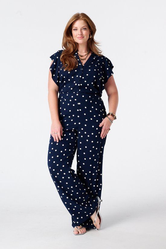 MS Mode Broek Wide leg broek met polka dot