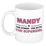 Bellatio Decorations naam cadeau mok - Mandy - Woman Myth Supergirl - koffiemok - 300 ml - collega - moederdag