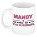 Bellatio Decorations naam cadeau mok - Mandy - Woman Myth Supergirl - koffiemok - 300 ml - collega - moederdag