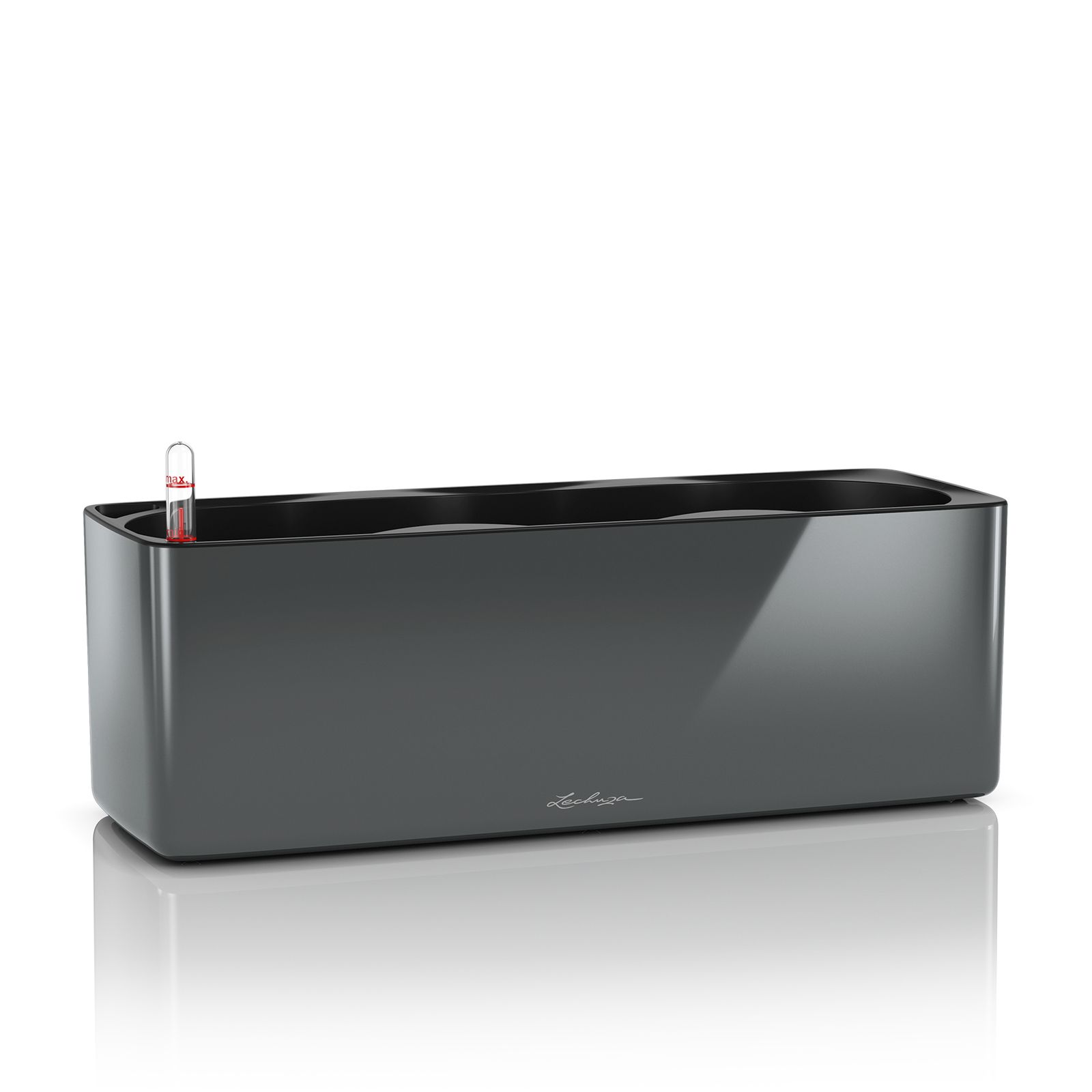 LECHUZA CUBE - Plantenpot - Polypropyleen (PP) - Grafiet - Rechthoek - 14x40x13.5 cm