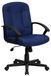 Chaise de bureau avec un dossier mi-hauteur, bleu marine, revêtement en tissu, avec accoudoirs en nylon