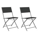 VidaXL Opklapbare Tuinstoelen, 2 Stuks, Zwart, Staal en Textilene