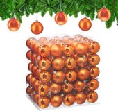 Relaxdays Kerstballen Set van 100 - Ø 6 cm - Glanzend & Mat - Kunststof - Oranje
