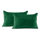 AmeliaHome 2 kussenslopen 50x70 cm groen dubbelzijdig quilten fluweel Laila