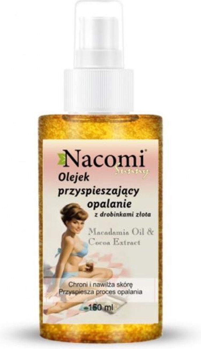 Nacomi NACOMI_Sunny Shimmering Tan Accelerating Oil With Gold Flakes olejek przyspieszaj¹cy opalanie z drobinkami z³ota 150ml