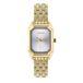 Radiant - Montre analogique à quartz pour femme, boîtier rect n-s de 33,50 mm doré, cadran argent/gris, bracelet en acier doré avec fermeture à broche ou à pression, étanche 3 ATM